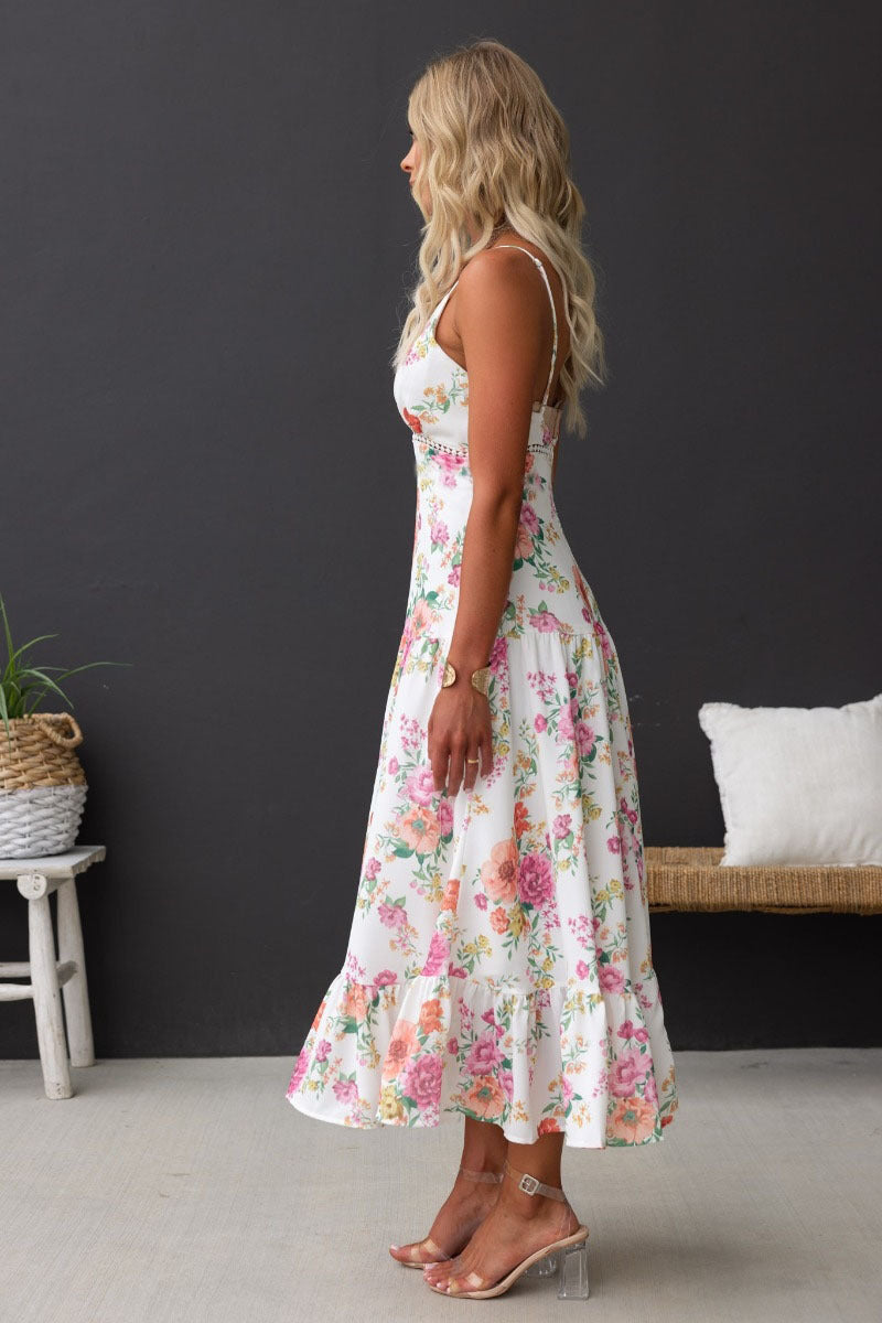 Printed Suspender Slit Dress – Summer Elegance & Allure