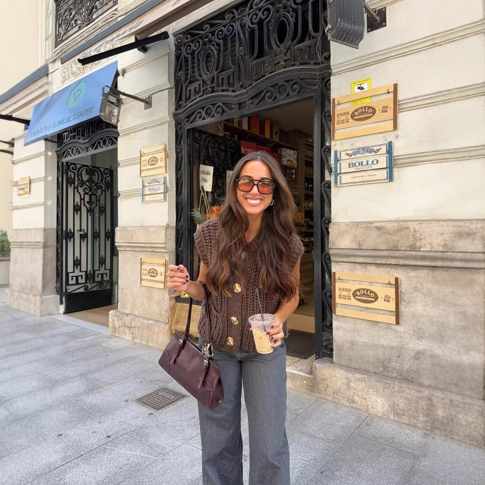 Trendy Women's Thick Knit Sleeveless Vest