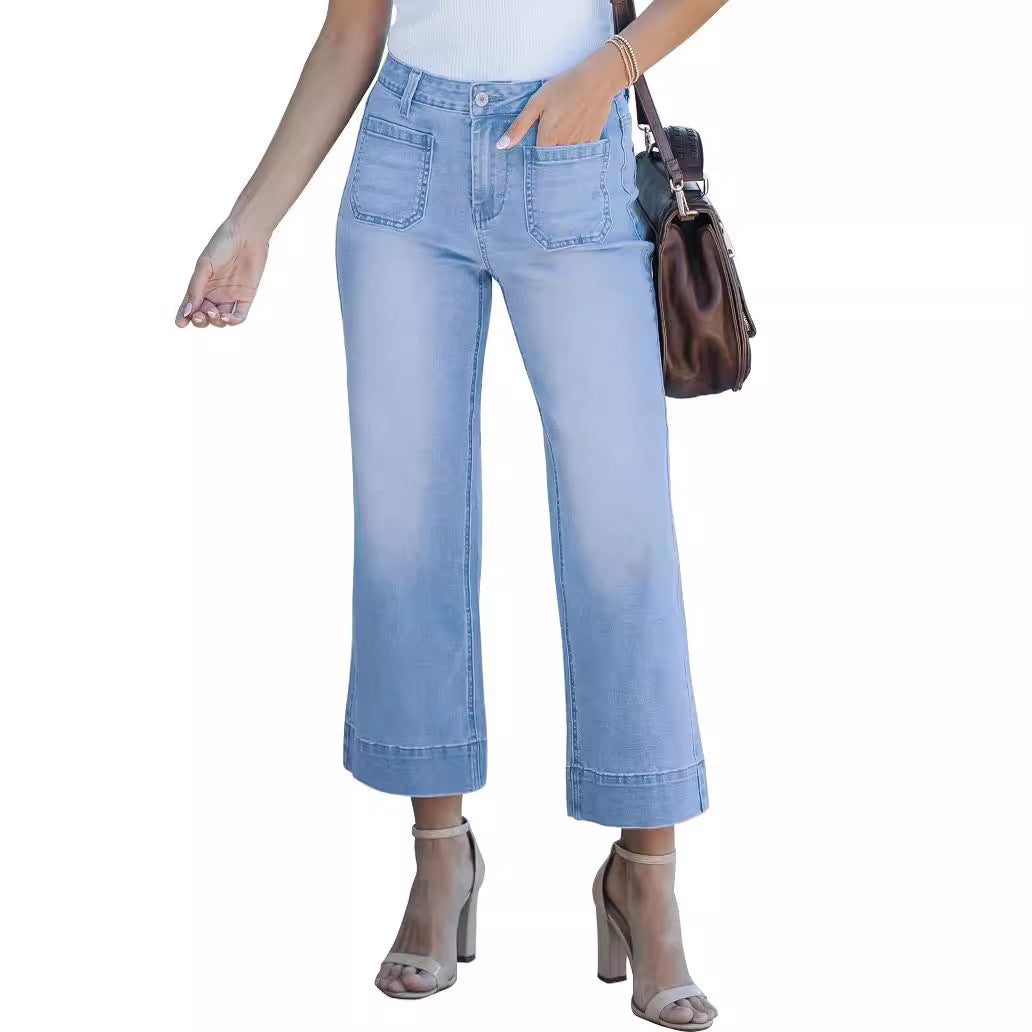 Slimming Wide-Leg Cropped Jeans – Effortless Style & Flattering Fit