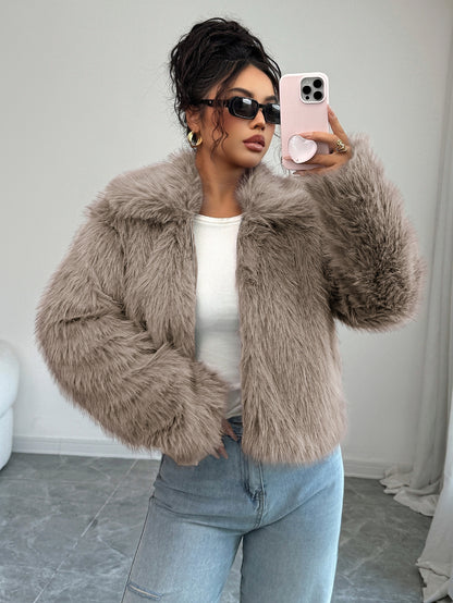 Fluffy Elegance Long-Sleeve Coat