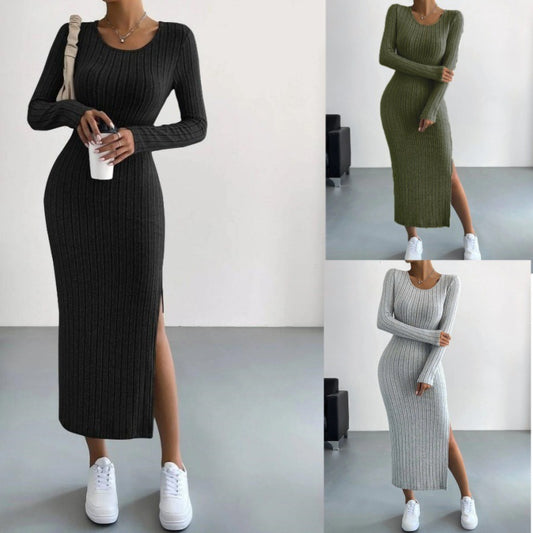 Casual Long Knit Dress - Women's