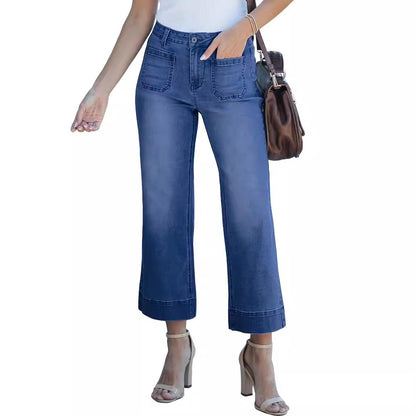 Slimming Wide-Leg Cropped Jeans – Effortless Style & Flattering Fit