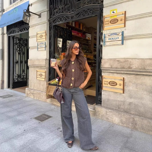 Trendy Women's Thick Knit Sleeveless Vest