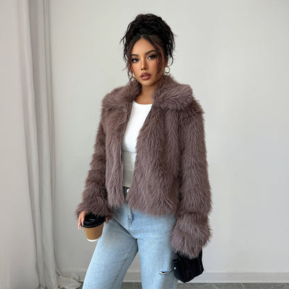 Fluffy Elegance Long-Sleeve Coat