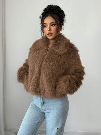 Fluffy Elegance Long-Sleeve Coat