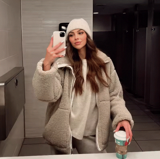 Women’s Elegant Lamb Wool Turtleneck Coat