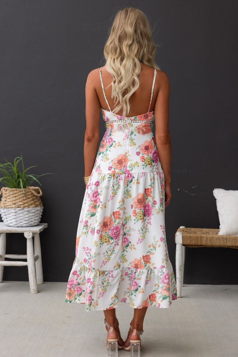 Printed Suspender Slit Dress – Summer Elegance & Allure